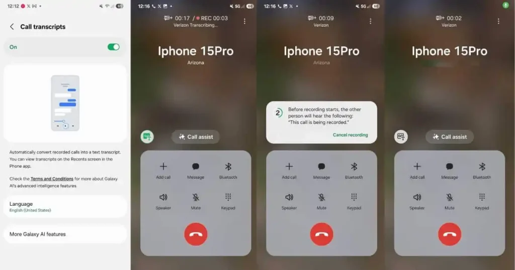 One UI 7 call recording US