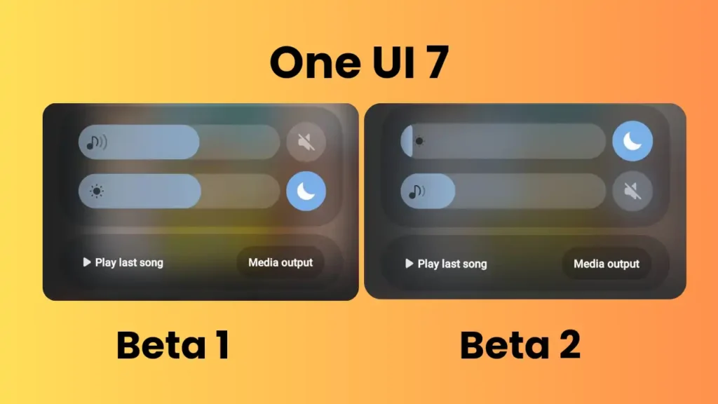 One UI 7  changes in the Quick panel,