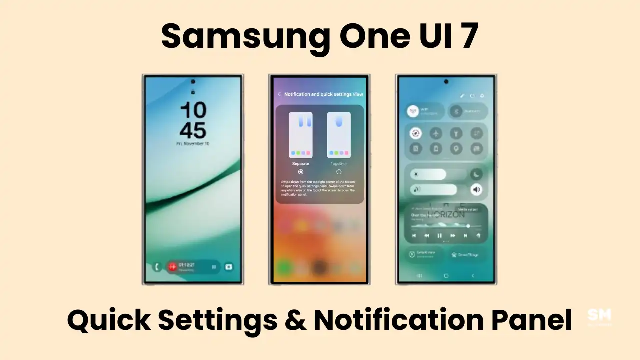 One UI 7 Quick Settings Notification Panel