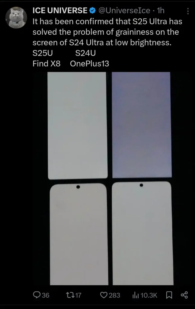Galaxy S25 grainy display issue