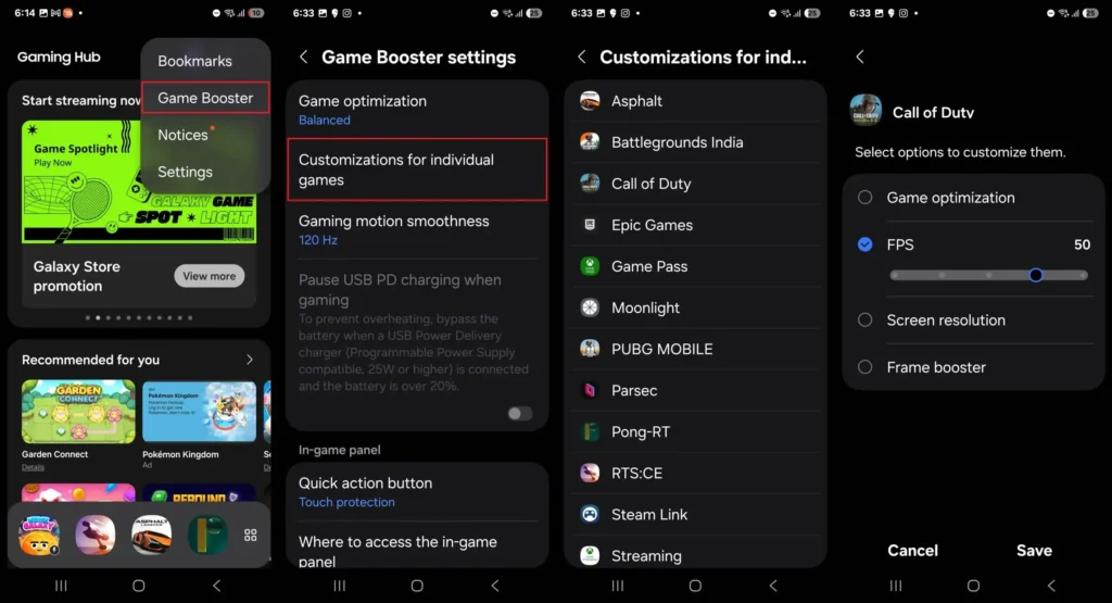 One UI 7 Game Booster